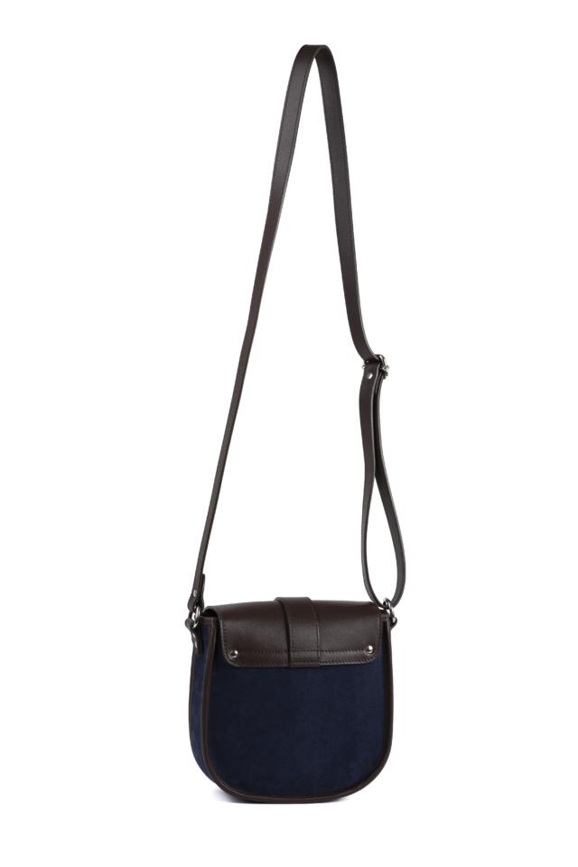 Daguet - Sac Petit Agnès - Marron - Velours bleu nuit