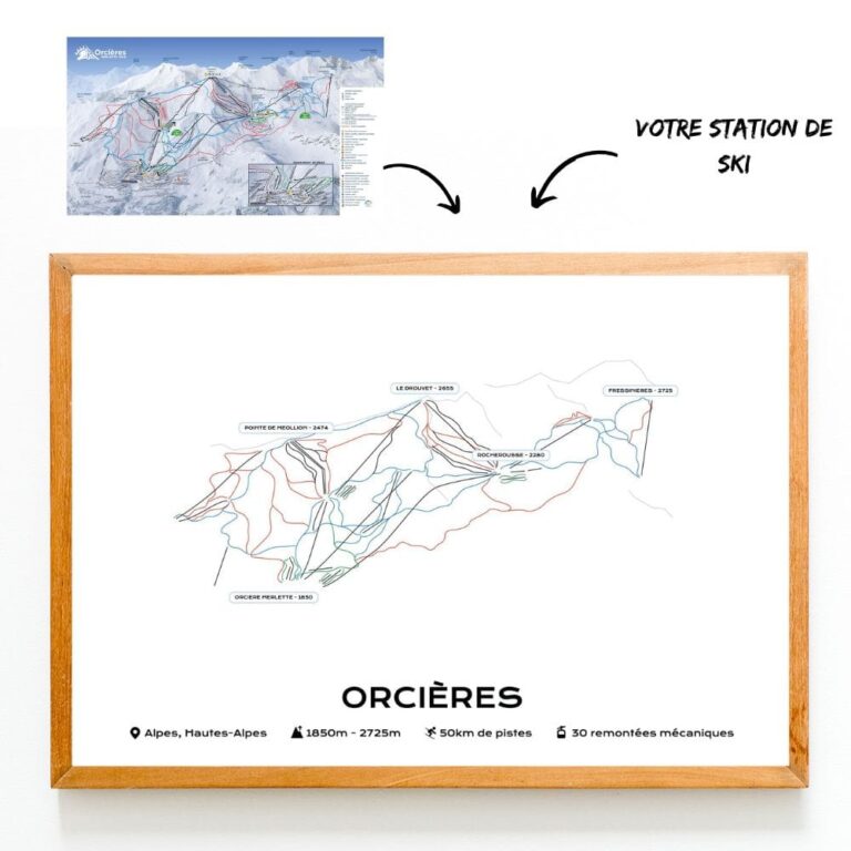 The Post Trace - Affiche Station de Ski Personnalisée - Le Plan de Votre Station de Ski