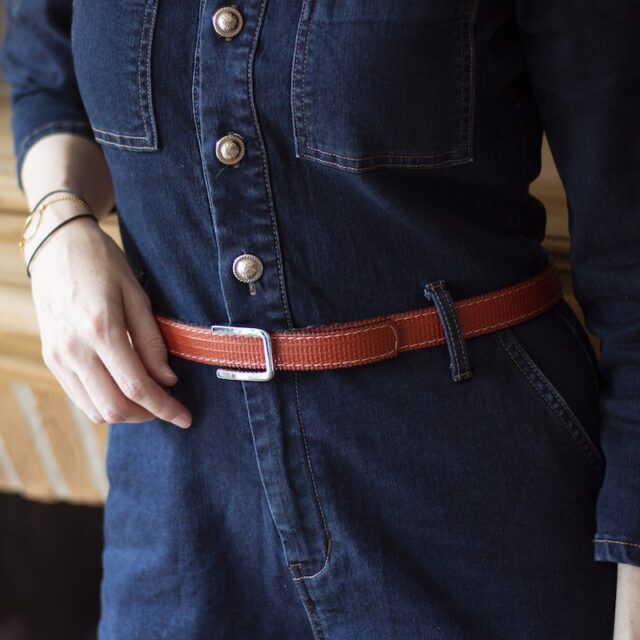 Saint-Lazare - Ceinture boucle amovible rouge brique