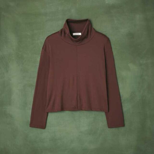 Lemahieu - Pull Fin 100% Laine Mérinos - Chocolat - Col Montant  | Made In France | Lemahieu