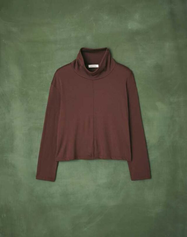 Lemahieu - Pull Fin 100% Laine Mérinos - Chocolat - Col Montant  | Made In France | Lemahieu