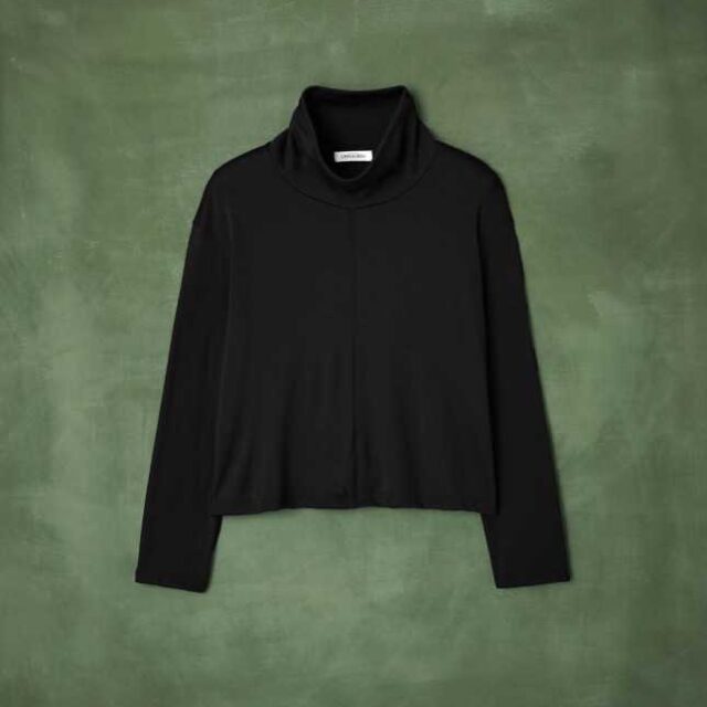 Lemahieu - Pull Fin 100% Laine Mérinos - Noir - Col Montant | Made In France | Lemahieu