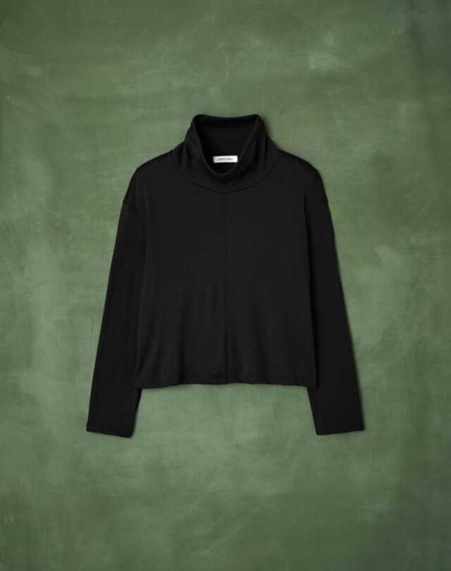 Lemahieu - Pull Fin 100% Laine Mérinos - Noir - Col Montant | Made In France | Lemahieu
