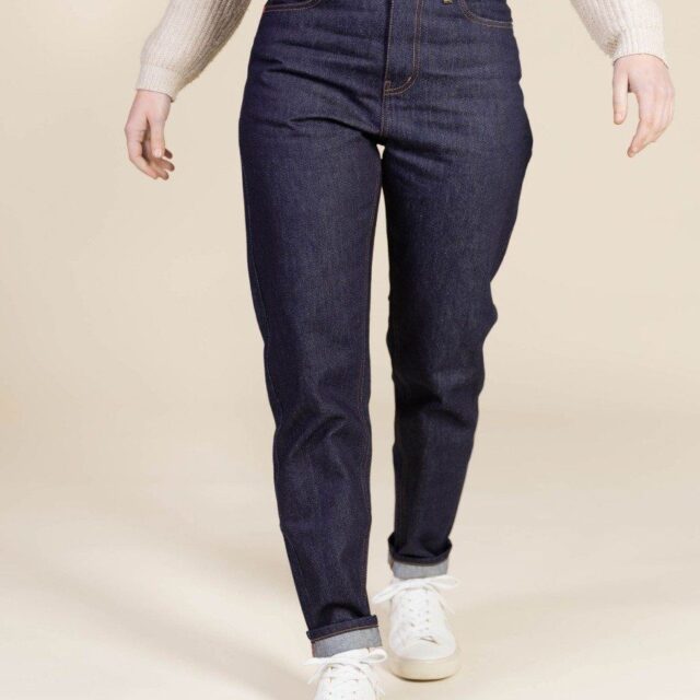 1083 - JEANS 2ND CHOIX MOM 208H 100 % coton bio superdenim indigo brut