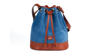 Daguet - Sac Agathe  Camel  Velours bleu clair