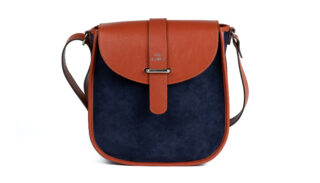 Daguet - Sac Agnès – Camel – Velours bleu nuit