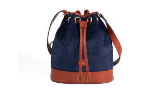 Daguet - Sac Agathe – Camel – Velours bleu nuit