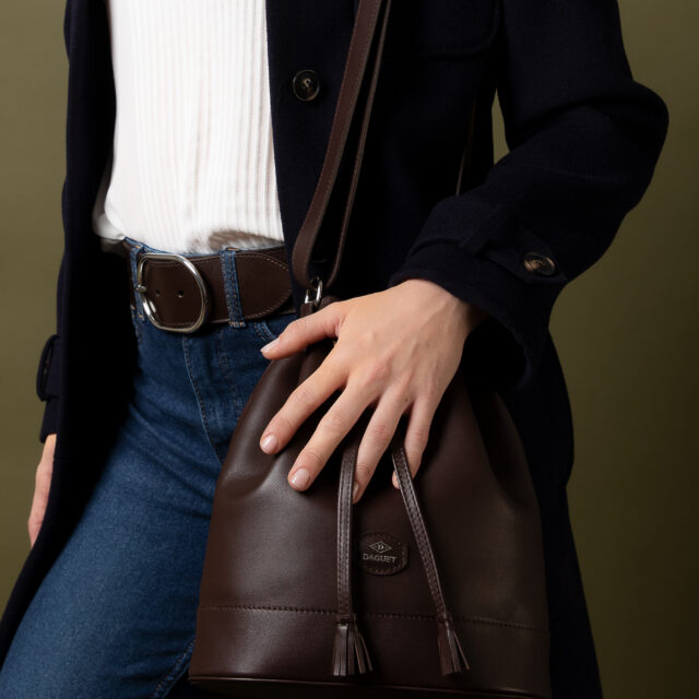 Daguet - Sac Agathe - Camel - Velours bleu clair