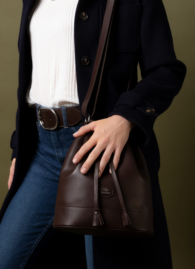 Daguet - Sac Agathe - Camel - Velours bleu clair