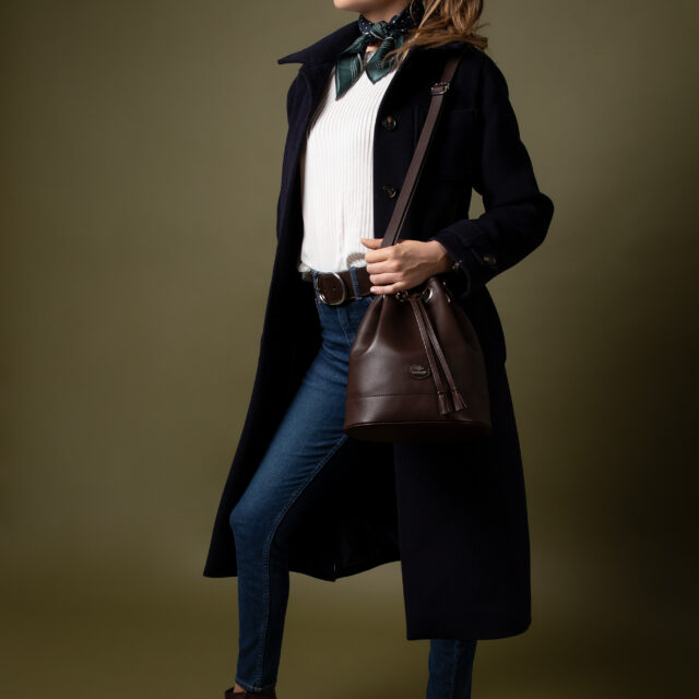 Daguet - Sac Agathe - Camel - Velours bleu clair