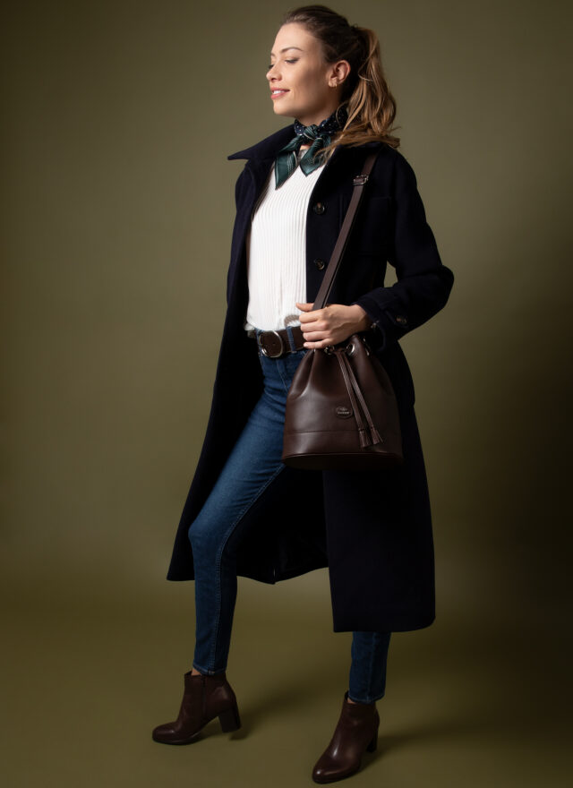 Daguet - Sac Agathe - Camel - Velours bleu clair