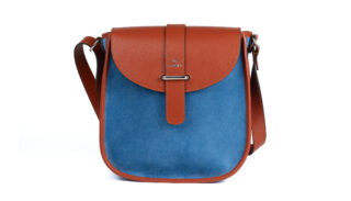Daguet - Sac Agnès  Camel  Velours bleu clair