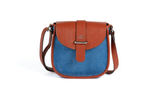 Daguet - Sac Petit Agnès  Camel  Velours bleu clair
