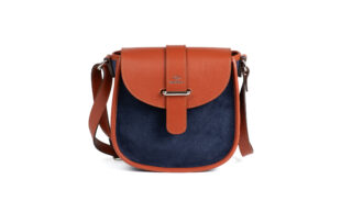 Daguet - Sac Petit Agnès – Camel – Velours bleu nuit