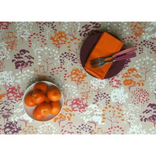Fleur de Soleil - Serviettes de table Arbres orange/fuschia  Lot de 2
