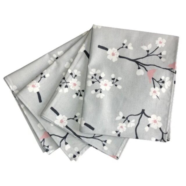 Fleur de Soleil - Serviettes Cerisier Gris Rose – Lot de 2