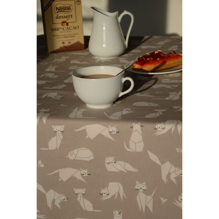 Fleur de Soleil - Serviettes de table Chats taupe - Lot de 2