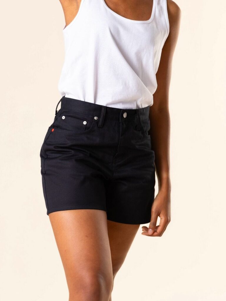 1083 - SHORT JEANS NOIR 276H taille haute coton bio denimoriginal Femme