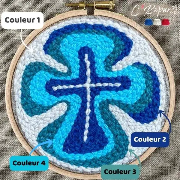 C’Reparti - Kit Punch Needle 1 Motif  Croix Personnalisable