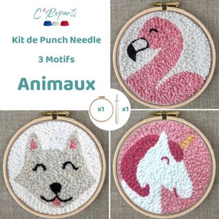 C’Reparti - Kit Punch Needle 3 Motifs Animaux