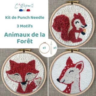 Kit Punch Needle 3 Motifs Forêt par la marque C’Reparti C’Reparti - Kit Punch Needle 3 Motifs Forêt
