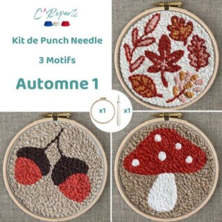 Kit Punch Needle 3 Motifs Automne 1 par la marque C’Reparti C’Reparti - Kit Punch Needle 3 Motifs Automne 1