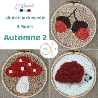 Kit Punch Needle 3 Motifs Automne 2 par la marque C’Reparti C’Reparti - Kit Punch Needle 3 Motifs Automne 2