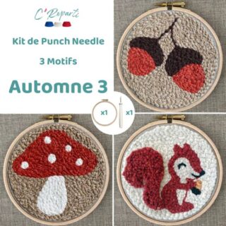 Kit Punch Needle 3 Motifs Automne 3 par la marque C’Reparti C’Reparti - Kit Punch Needle 3 Motifs Automne 3