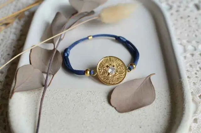 Bracelet Fraternité 25 cts Etoilé cordon par la marque Le P’tit Franc Le P’tit Franc - Bracelet Fraternité 25 cts Etoilé cordon