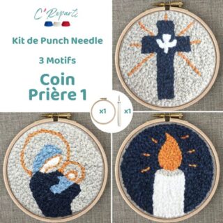 Kit Punch Needle 3 Motifs Coin Prière par la marque C’Reparti C’Reparti - Kit Punch Needle 3 Motifs Coin Prière