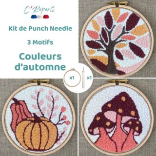 Kit Punch Needle 3 Motifs Couleurs d'Automne par la marque C’Reparti C’Reparti - Kit Punch Needle 3 Motifs Couleurs d'Automne