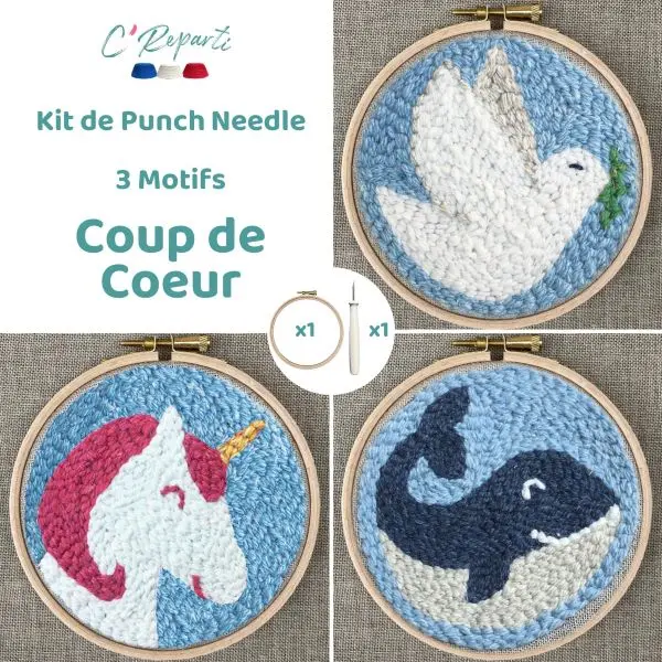 C’Reparti - Kit Punch Needle 3 Motifs Coup de Coeur