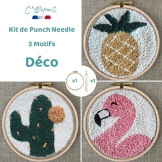 Kit Punch Needle 3 Motifs Déco par la marque C’Reparti C’Reparti - Kit Punch Needle 3 Motifs Déco