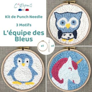 Kit Punch Needle 3 Motifs L'équipe des Bleus par la marque C’Reparti C’Reparti - Kit Punch Needle 3 Motifs L'équipe des Bleus