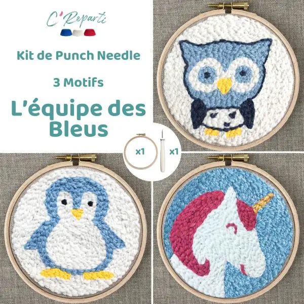 C’Reparti - Kit Punch Needle 3 Motifs L'équipe des Bleus