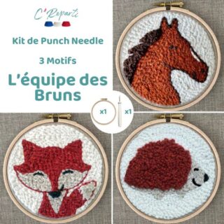 C’Reparti - Kit Punch Needle 3 Motifs l'Equipe des Bruns