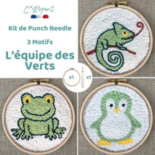 C’Reparti - Kit Punch Needle 3 Motifs L'équipe des Verts