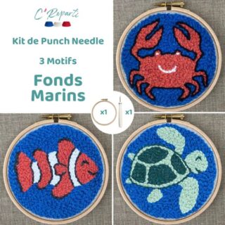 Kit Punch Needle 3 Motifs Fonds marins 2 par la marque C’Reparti C’Reparti - Kit Punch Needle 3 Motifs Fonds marins 2
