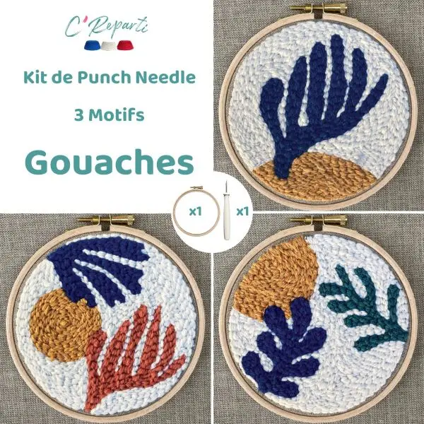 C’Reparti - Kit Punch Needle 3 Motifs Gouache
