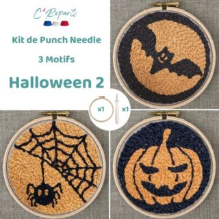 Kit Punch Needle 3 Motifs Halloween 2 par la marque C’Reparti C’Reparti - Kit Punch Needle 3 Motifs Halloween 2
