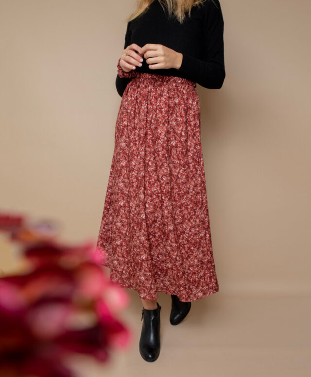 April et C - Jupe Lola - Fleurs Sépia