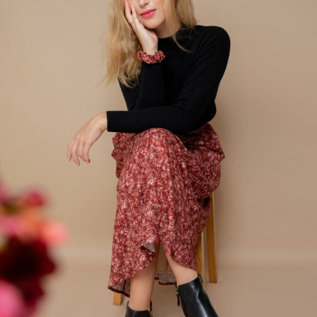 April et C - Jupe Lola - Fleurs Sépia