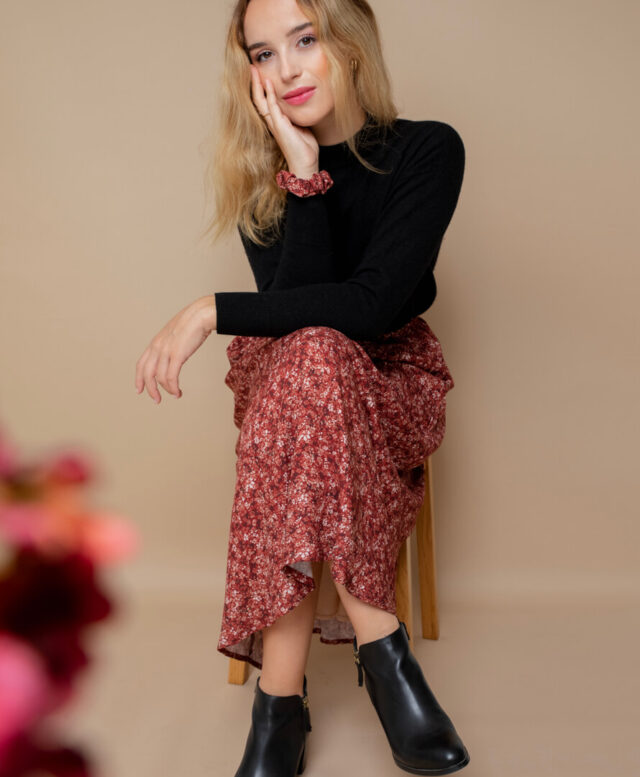 April et C - Jupe Lola - Fleurs Sépia