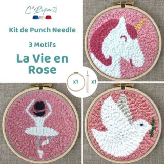 C’Reparti - Kit Punch Needle 3 Motifs Vie en Rose