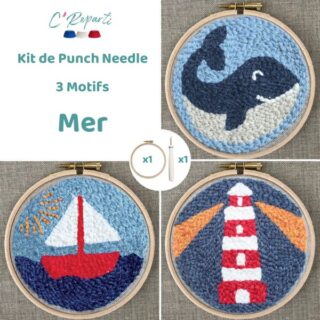 Kit Punch Needle 3 Motifs Mer par la marque C’Reparti C’Reparti - Kit Punch Needle 3 Motifs Mer