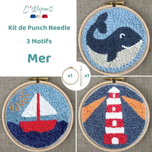 C’Reparti - Kit Punch Needle 3 Motifs Mer