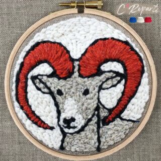 Kit Punch Needle 1 Motif Zébulon le Mouflon par la marque C’Reparti C’Reparti - Kit Punch Needle 1 Motif Zébulon le Mouflon
