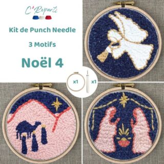 Kit Punch Needle 3 Motifs Noël 4 par la marque C’Reparti C’Reparti - Kit Punch Needle 3 Motifs Noël 4
