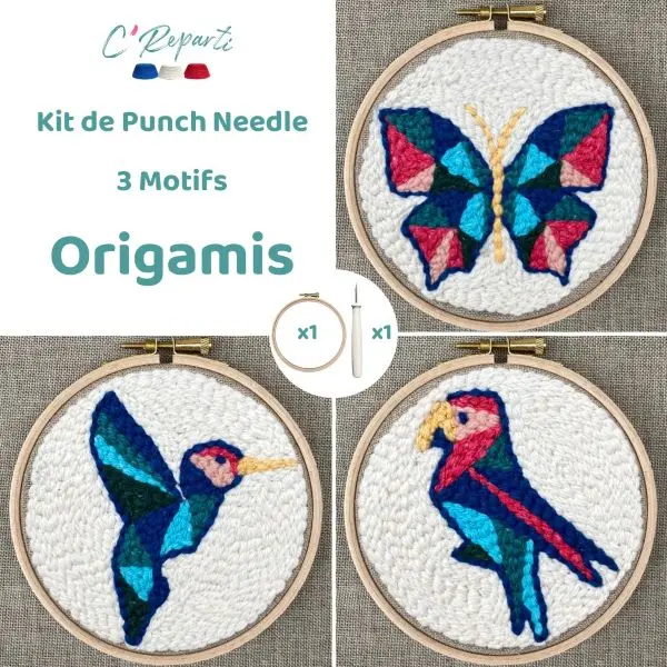 C’Reparti - Kit Punch Needle 3 Motifs Origamis