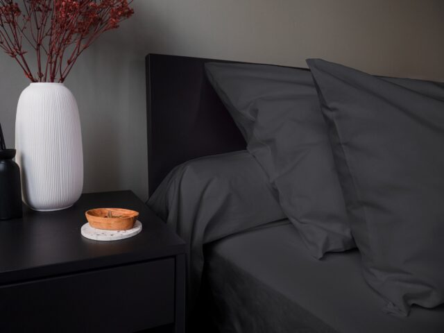 Dejorine - Drap plat en Percale de coton - Gris anthracite